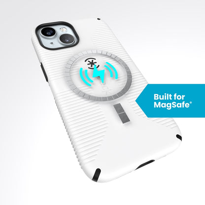 Speck Candyshell Grip MagSafe dėklas - iPhone 17e / 16e / 15 / 14 / 13 (baltas / juodas)