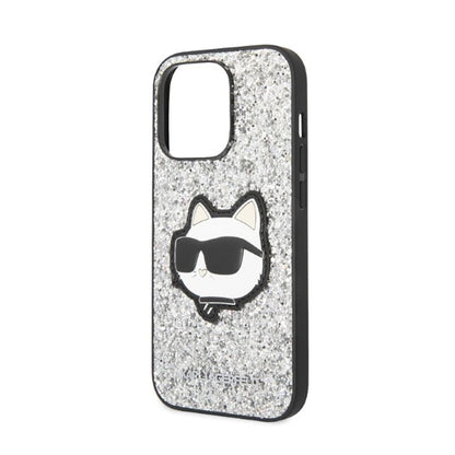 Karl Lagerfeld NFT Glitter Choupette Patch – dėklas, skirtas iPhone 14 Pro Max (sidabrinis)