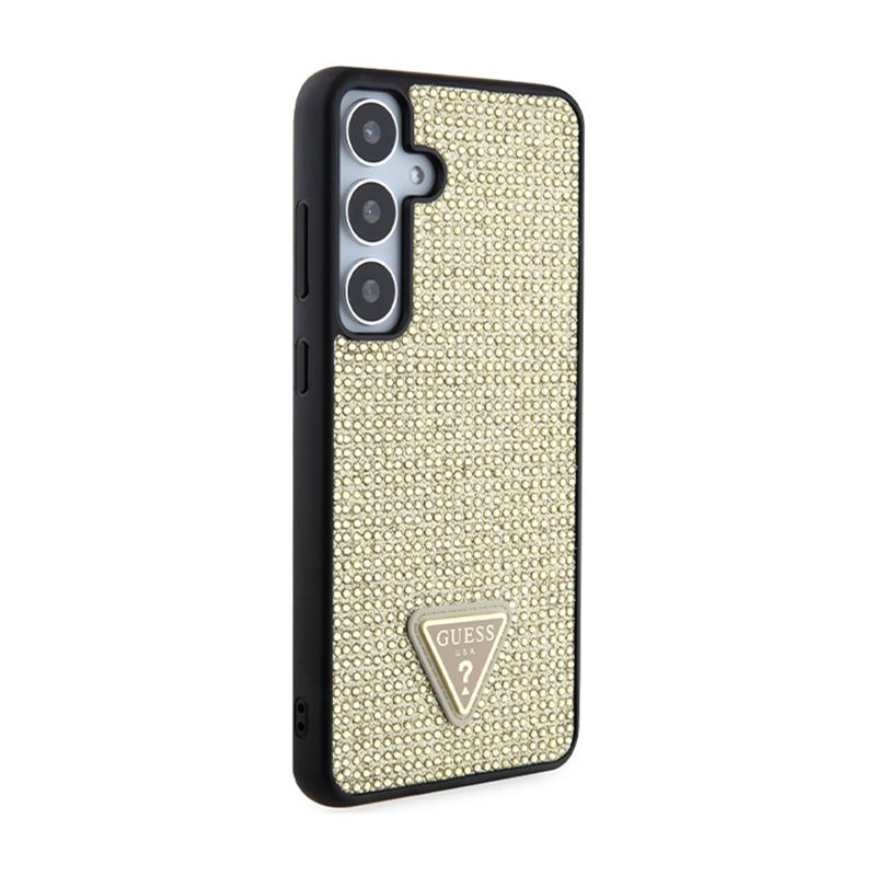 Guess Rhinestone Triangle – dėklas Samsung Galaxy S24+ (auksinis)