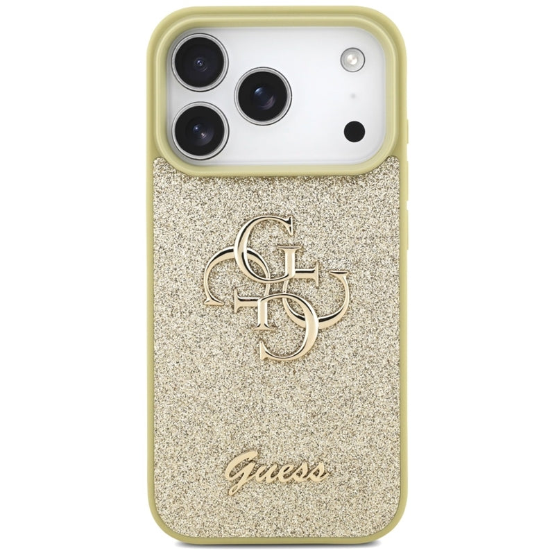 Guess Dėklas "Fixed Glitter Big 4G" iPhone 17 Pro (auksinis)