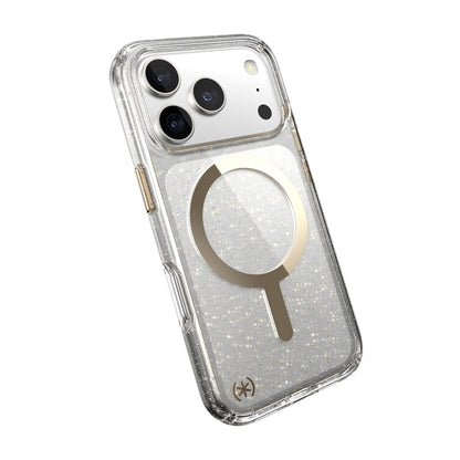 Speck Presidio Lux MagSafe dėklas – iPhone 17 Pro dėklas (Blizgučiai / Auksinis metalas)