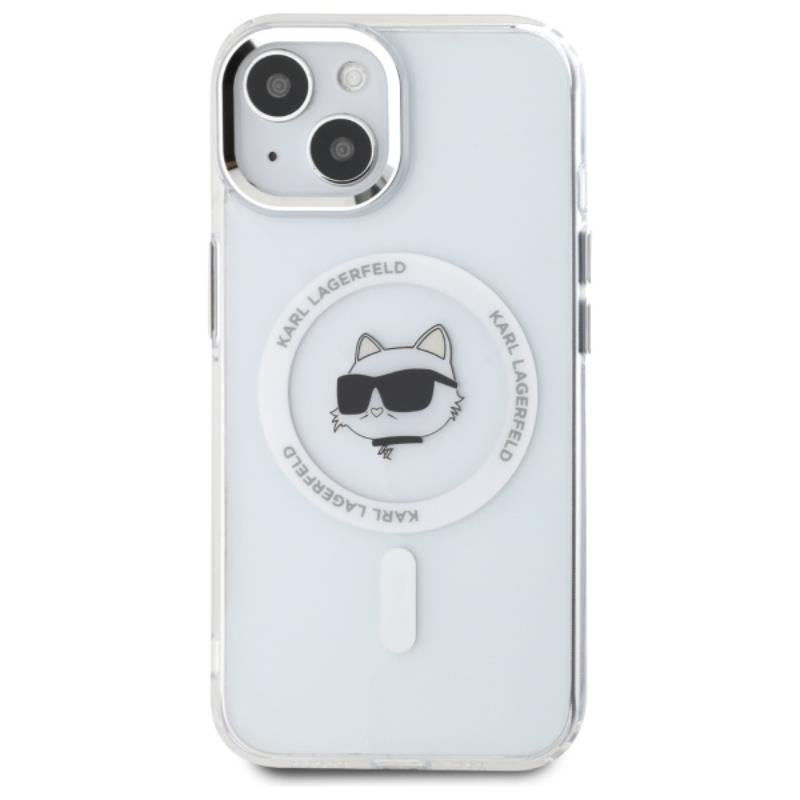 Karl Lagerfeld IML Metal Choupette Head MagSafe – dėklas skirtas iPhone 15 (baltas)