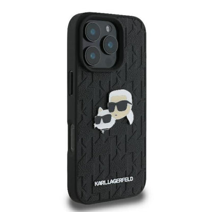 Karl Lagerfeld Monogram Karl & Choupette galvos smeigtukas – dėklas iPhone 16 Pro Max (juodas)