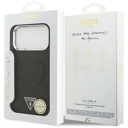 Guess Trikampio logotipas MagSafe dėklas iPhone 17 Pro (Juodas)