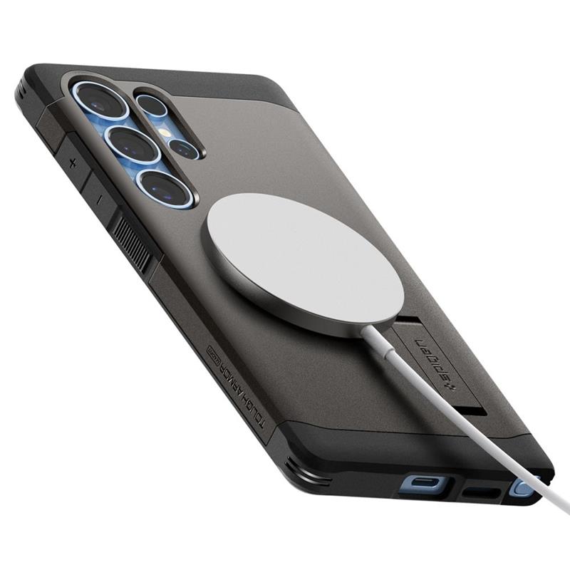 Spigen Tough Armor MagSafe – „Samsung Galaxy S25 Ultra“ dėklas (spalva „Gunmetal“)