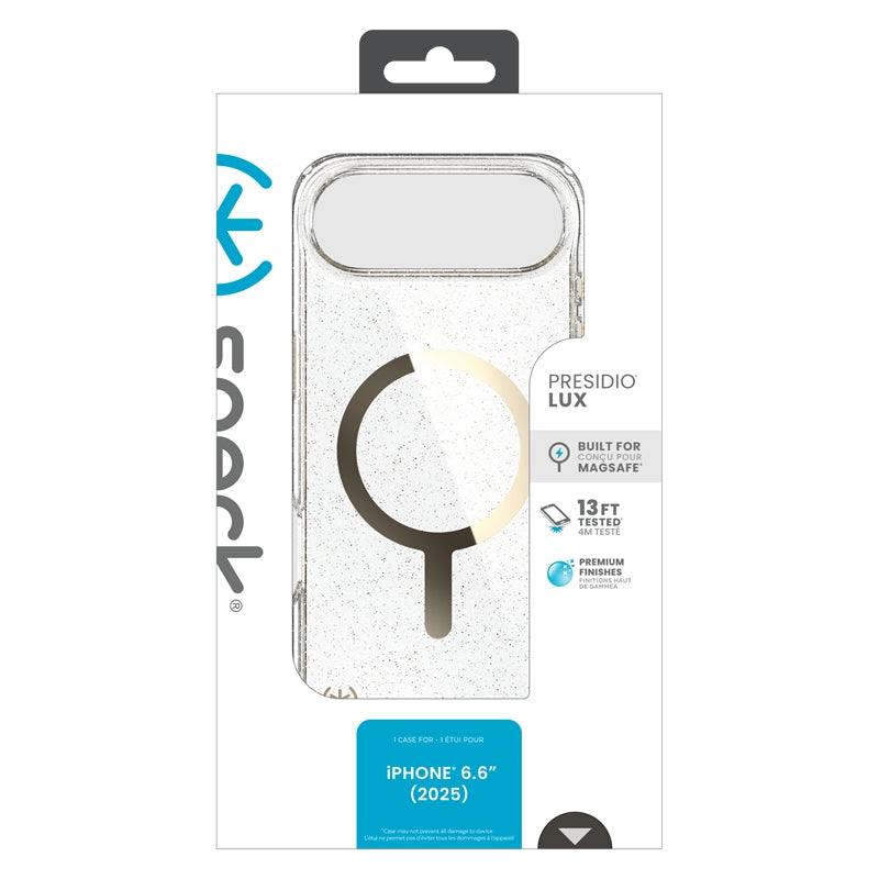 Speck Presidio Lux MagSafe – Dėklas iPhone Air (Blizgučiai / Aukso metalo)