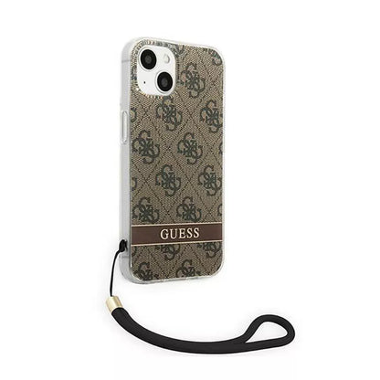 Guess 4G Print Cord – dėklas, skirtas iPhone 14 (rudos spalvos)