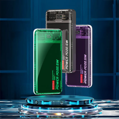 WEKOME WP-353 Vanguard Series – maitinimo blokas 10000 mAh PD 20W + QC 22.5W (Violetinė / permatoma)
