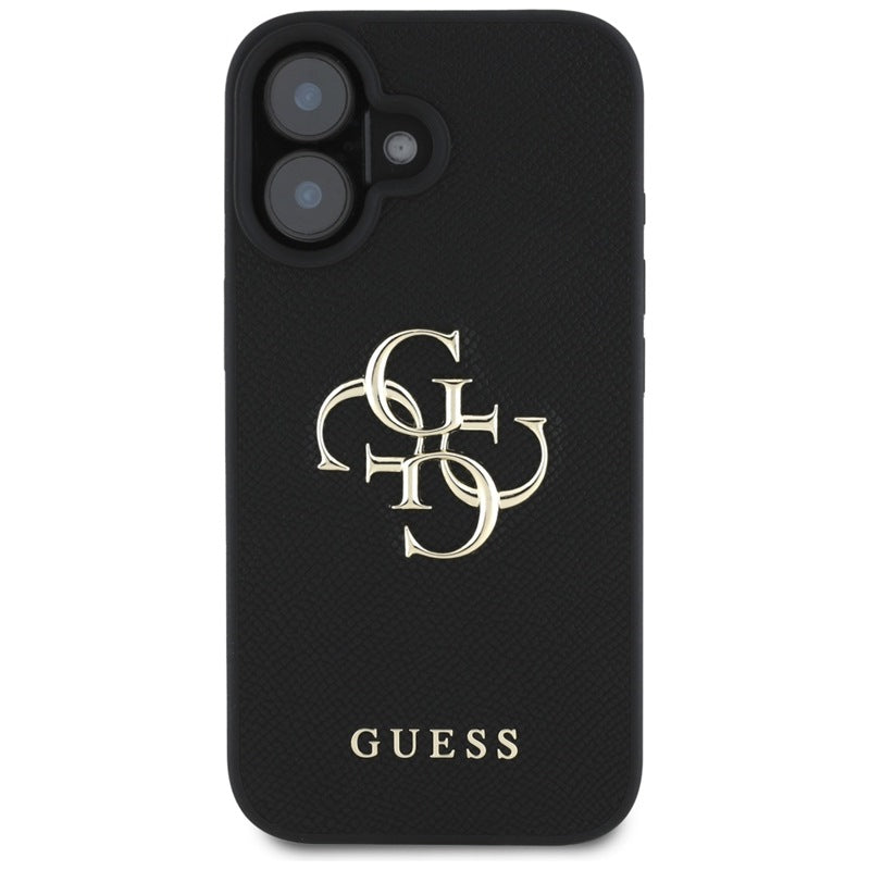 Guess Grained Big 4G Logo Small Classic Logo – dėklas skirtas iPhone 16 (juodas)