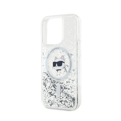 Karl Lagerfeld Liquid Glitter Choupette Head MagSafe – iPhone 14 Pro Max dėklas (skaidrus)