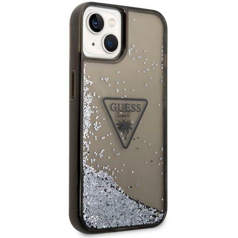 Guess Liquid Glitter Triangle Logo dėklas – dėklas iPhone 14 (juodas)