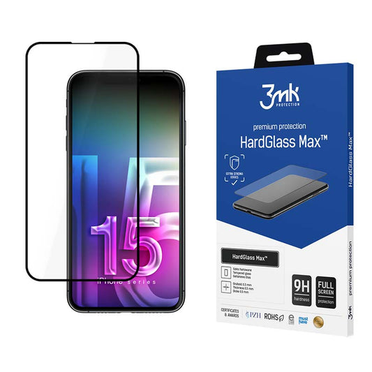 3mk HardGlass Max – grūdintas stiklas iPhone 15 Pro Max (juodas)