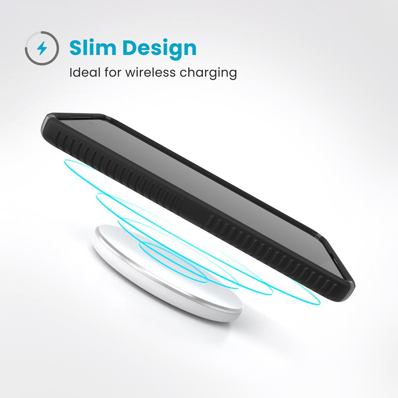 Speck Presidio2 Grip – Samsung Galaxy S25 / S24 dėklas (juodas/skalūno pilkumo/baltas)