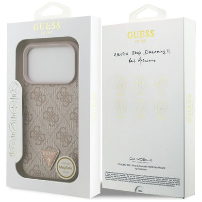 Guess Odos 4G Trikampis su kristalais MagSafe - Dėklas iPhone 17 Pro (rožinis)