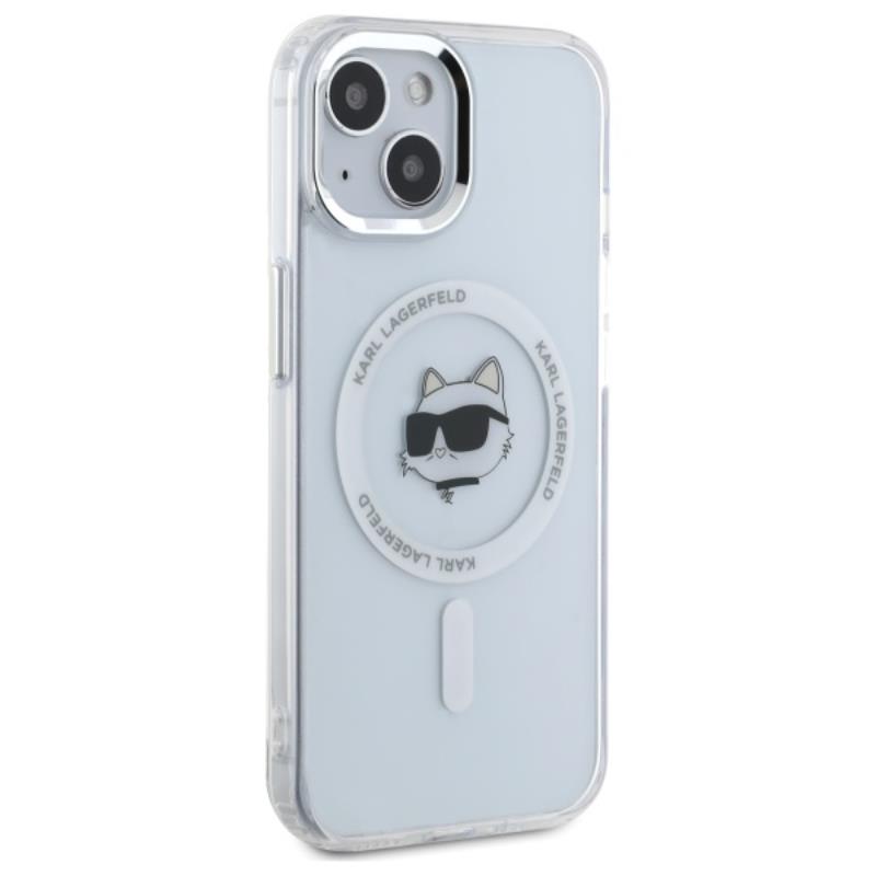 Karl Lagerfeld IML Metal Choupette Head MagSafe – dėklas skirtas iPhone 15 (baltas)
