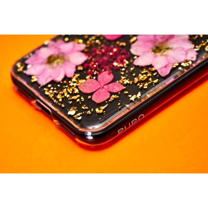 PURO Glam Hippie Chic dėklas, skirtas iPhone XR (tikri žali gėlių žiedlapiai)