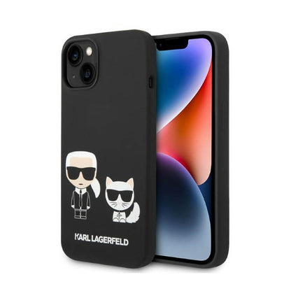 Karl Lagerfeld skystas silikonas Karl & Choupette MagSafe – dėklas, skirtas „iPhone 14 Plus“ (juodas)