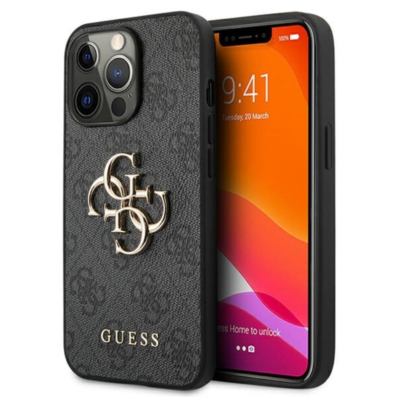 Guess 4G Big Metal Logo - dėklas skirtas iPhone 13 Pro Max (pilkas)