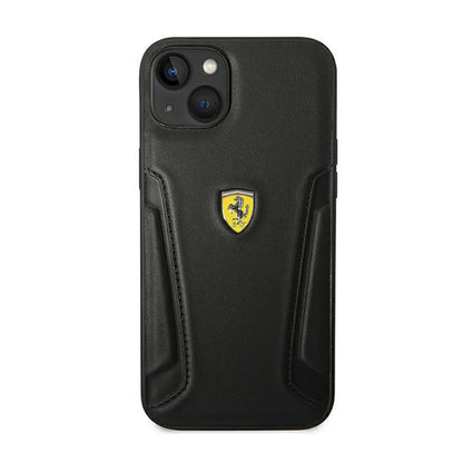 Ferrari Leather Stamp Sides - dėklas, skirtas iPhone 14 Plus (juoda)