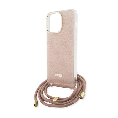 Guess Crossbody Cord 4G Print – „iPhone 15 Pro“ dėklas (rožinis)