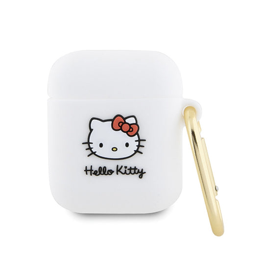 Hello Kitty silikoninis 3D katės galvos dėklas, skirtas „AirPods“ 1/2 gen (balta)