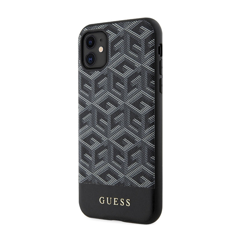 Guess GCube juostelės MagSafe – dėklas „iPhone 11“ (juodas)