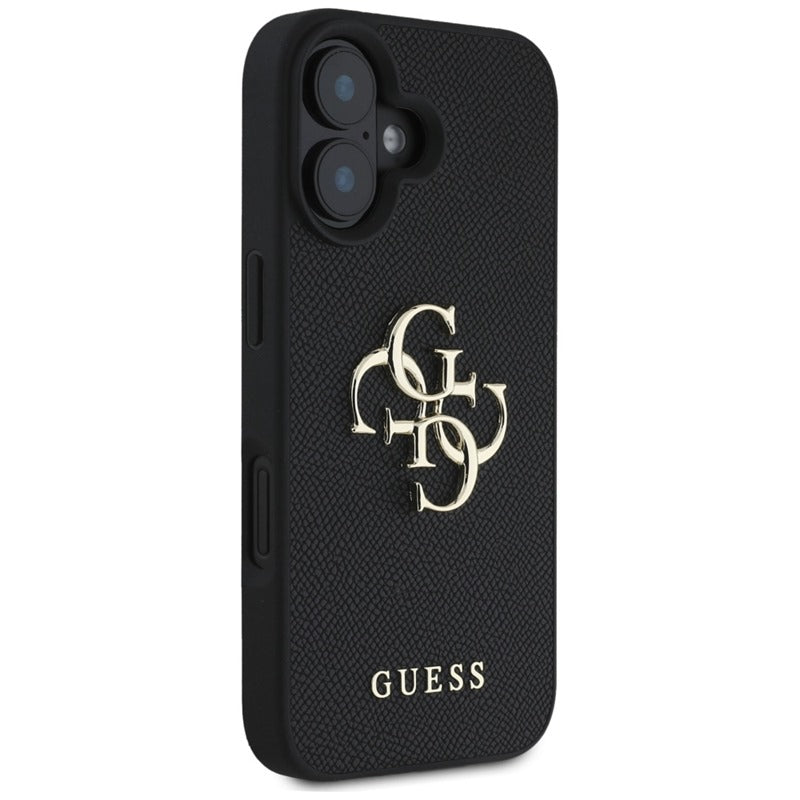 Guess Grained Big 4G Logo Small Classic Logo – dėklas skirtas iPhone 16 (juodas)