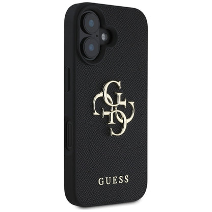 Guess Grained Big 4G Logo Small Classic Logo – dėklas skirtas iPhone 16 (juodas)