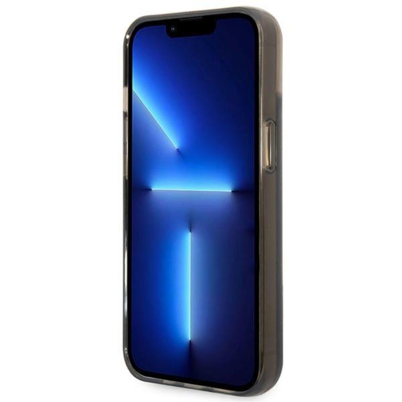 Guess Liquid Glitter Triangle Logo dėklas – dėklas iPhone 14 (juodas)