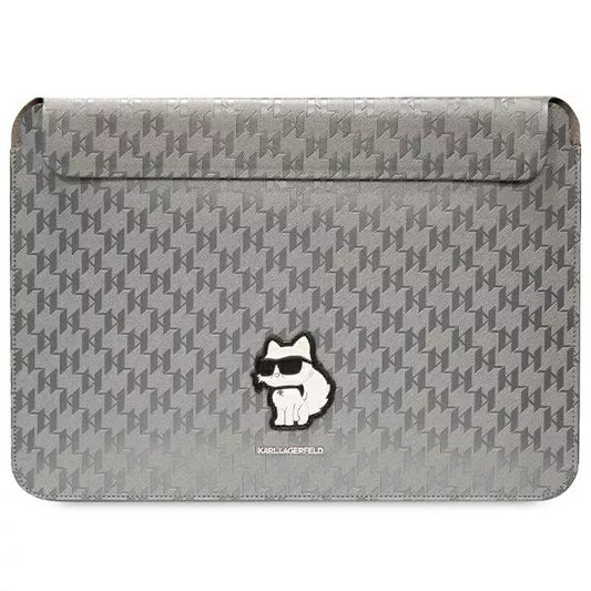 Karl Lagerfeld NFT Saffiano Monogram Ikonik Choupette dėklas - 14" nešiojamojo kompiuterio dėklas (sidabrinis)