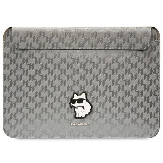 Karl Lagerfeld NFT Saffiano Monogram Ikonik Choupette dėklas - 14" nešiojamojo kompiuterio dėklas (sidabrinis)