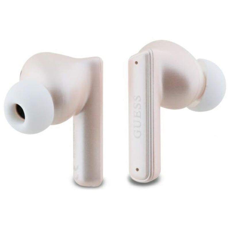 Guess Capsule su spausdintu logotipu - Bluetooth TWS ANC & ENC ausinės su įkrovimo dėklu (rožinės)