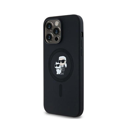 Karl Lagerfeld Silicone Karl & Choupette MagSafe – dėklas, skirtas iPhone 14 Pro Max (juodas)