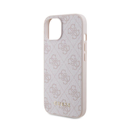 Guess 4G Metal Gold Logo dėklas iPhone 15 (Rožinis)