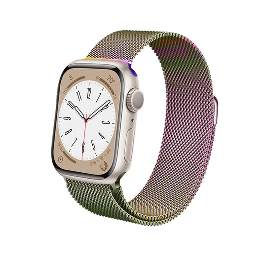 Crong Milano Steel – nerūdijančio plieno apyrankė, skirta Apple Watch 38/40/41/42 mm (vaivorykštinis)