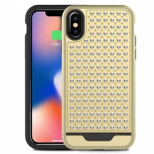 Zizo Star Diamond hibridinis dėklas, skirtas „iPhone X“ (aukso/juodos spalvos)