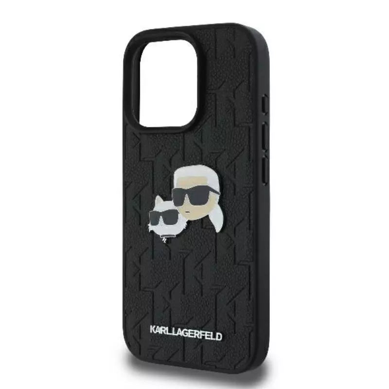 Karl Lagerfeld Monogram Karl & Choupette galvos smeigtukas – dėklas iPhone 16 Pro Max (juodas)