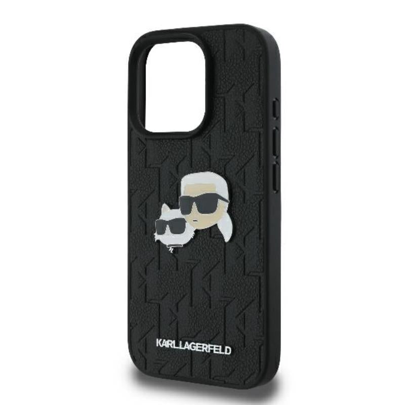 Karl Lagerfeld Monogram Karl & Choupette galvos smeigtukas – dėklas iPhone 16 Pro Max (juodas)