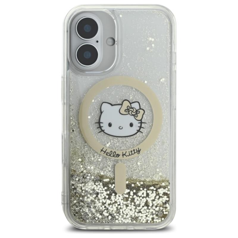 Hello Kitty Liquid Glitter Fever MagSafe – „iPhone 16“ dėklas (balta/auksinė)