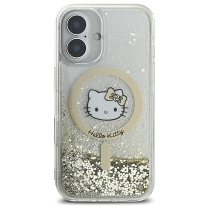 Hello Kitty Liquid Glitter Fever MagSafe – „iPhone 16“ dėklas (balta/auksinė)