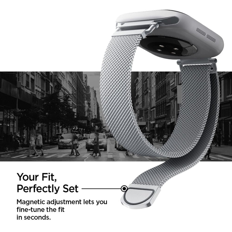 Spigen WBM4 - Nerūdijančio plieno apyrankė, skirta Apple Watch 40/41/42 mm (Sidabrinė)
