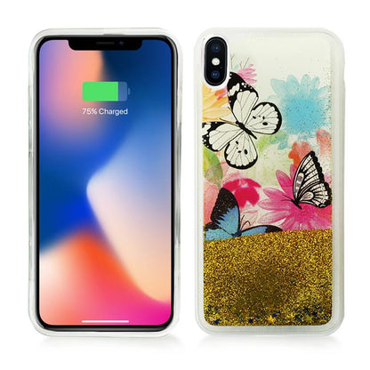 Zizo skysto blizgučio žvaigždžių dėklas, skirtas iPhone X (drugeliai)