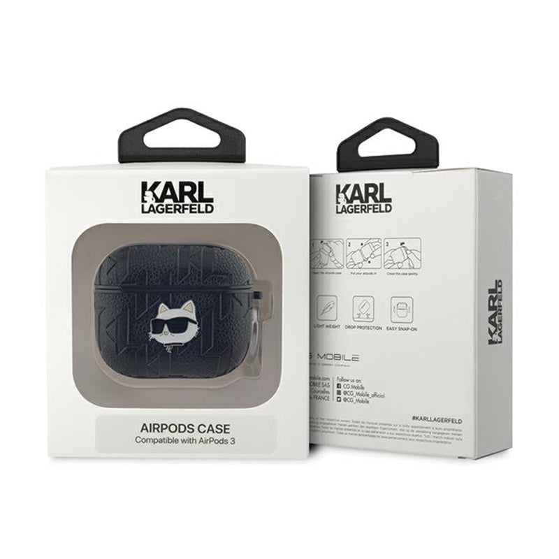 Karl Lagerfeld Monogram Choupette galva - AirPods 3 dėklas (juodas)