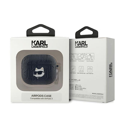 Karl Lagerfeld Monogram Choupette galva - AirPods 3 dėklas (juodas)