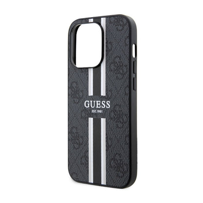 Guess 4G Printed Stripes MagSafe – dėklas skirtas iPhone 14 Pro (Juoda)