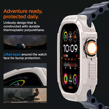Spigen Rugged Armor - dėklas, skirtas Apple Watch Ultra 1/2 49 mm (smėlio spalvos)