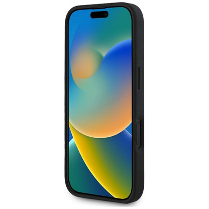 Guess Grained Big 4G Logo Small Classic Logo – dėklas skirtas iPhone 16 (juodas)