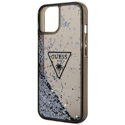 Guess Liquid Glitter Triangle Logo dėklas – dėklas iPhone 14 (juodas)
