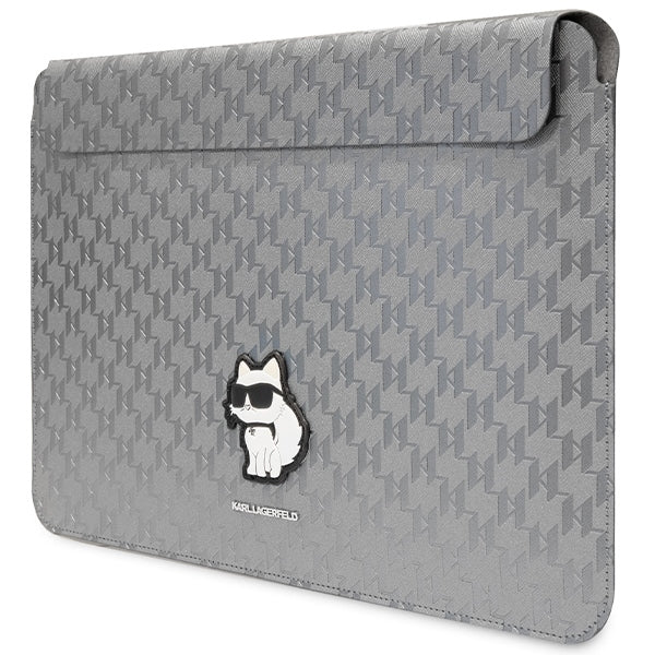 Karl Lagerfeld NFT Saffiano Monogram Ikonik Choupette dėklas - 14" nešiojamojo kompiuterio dėklas (sidabrinis)