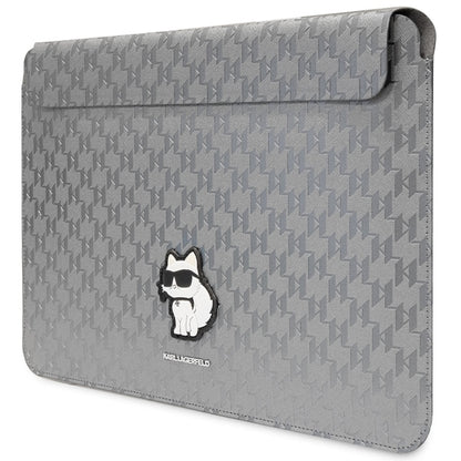 Karl Lagerfeld NFT Saffiano Monogram Ikonik Choupette dėklas - 14" nešiojamojo kompiuterio dėklas (sidabrinis)